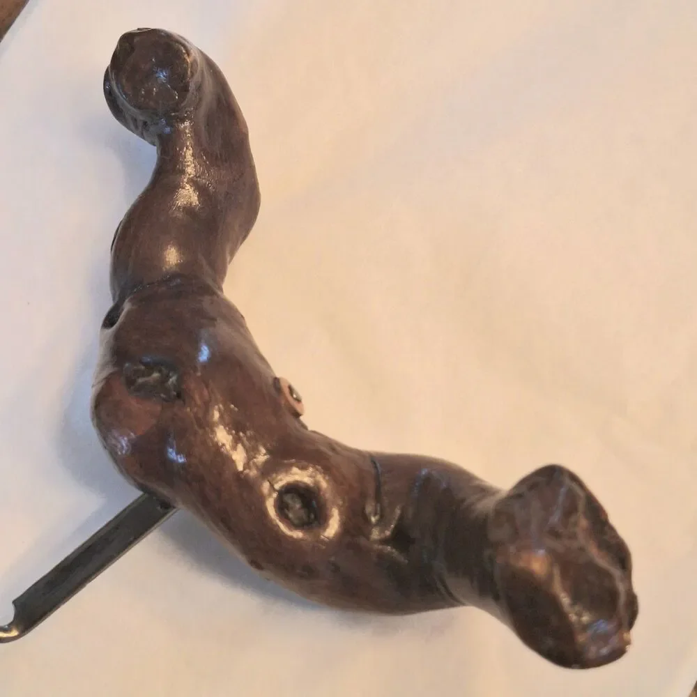Vintage Grapevine Knotty Wood Corkscrew France Burlwood